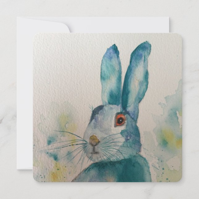 Hare kanin Watercolor Blue (Framsida)