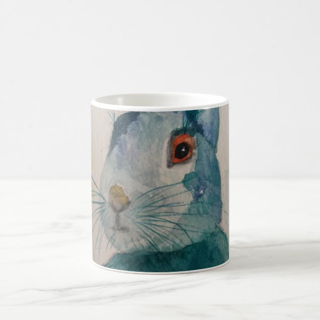 Hare kanin Watercolor Blue Kaffemugg (Center)
