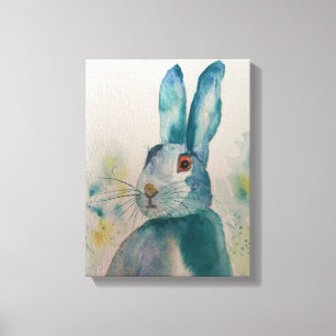 Hare kanin Watercolor Blue, Kanvastryck