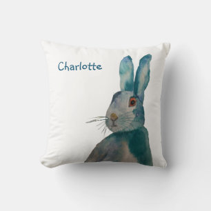 Hare kanin Watercolor Blue-Personlig Kudde