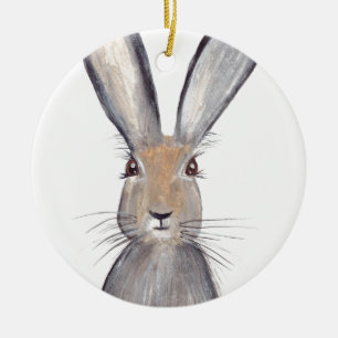 Hare kaninvattensfärgade djur av viltlevande natur julgransprydnad keramik