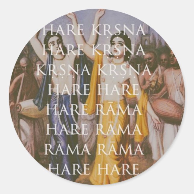 Hare Krishna Hare Rama Runt Klistermärke (Framsida)