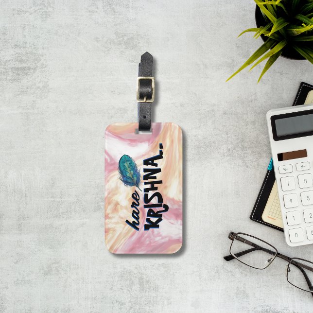 "Hare Krishna" Peacock Feather Hindu Bagagebricka (Skapare uppladdad)