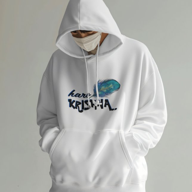 "Hare Krishna" Peacock Feather Hindu Hoodie (Skapare uppladdad)