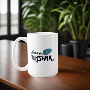 "Hare Krishna" Peacock Feather Hindu Kaffemugg