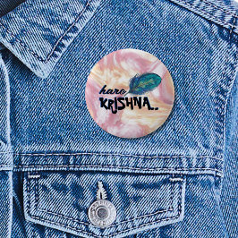 "Hare Krishna" Peacock Feather Hindu Knapp