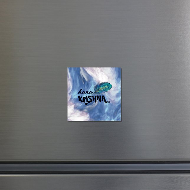 "Hare Krishna" Peacock Feather Hindu Magnet (Skapare uppladdad)