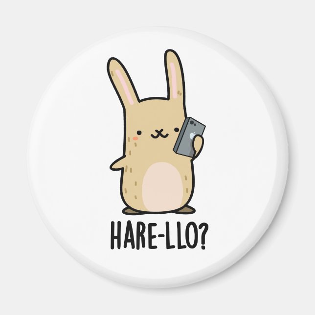 Hare-llo Där Funny Hare Rabbit Pun Magnet (Framsidan)
