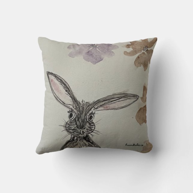 Hare med Flowers Dekorativ kudde (Baksida)