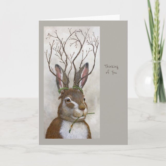 Hare med snöre som tänker på ditt kort (Framsida)