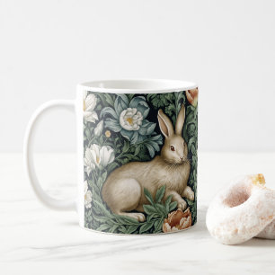 Hare och blommor i trädgården art nouveau stil kaffemugg