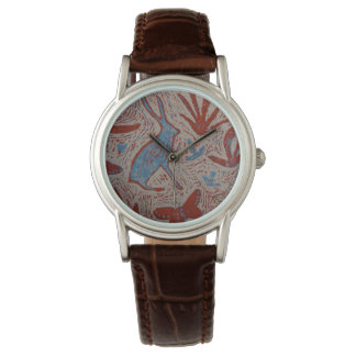 Hare och Butterfly Dam Leather Watch Armbandsur