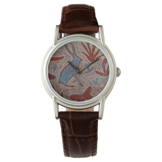 Hare och Butterfly Dam Leather Watch Armbandsur (Framsida)