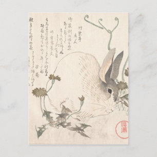 Hare och Dandelion, Kubo Shunman, japansk konst Vykort