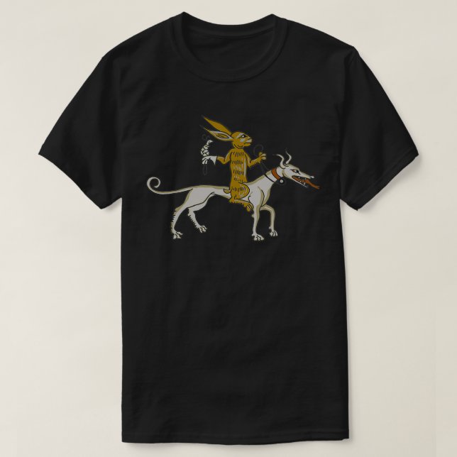 Hare och Greyhound tar Snigel på en nav T Shirt (Design framsida)