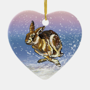 hare och renar julgransprydnad keramik