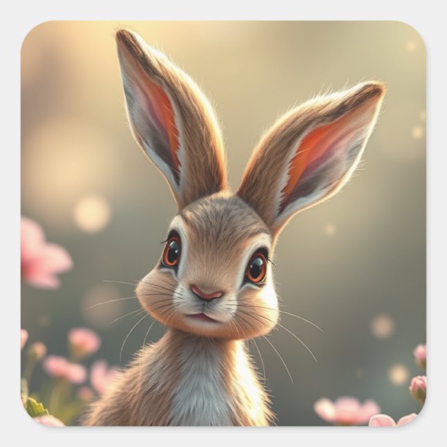 Hare Stickers Fyrkantigt Klistermärke (Framsida)