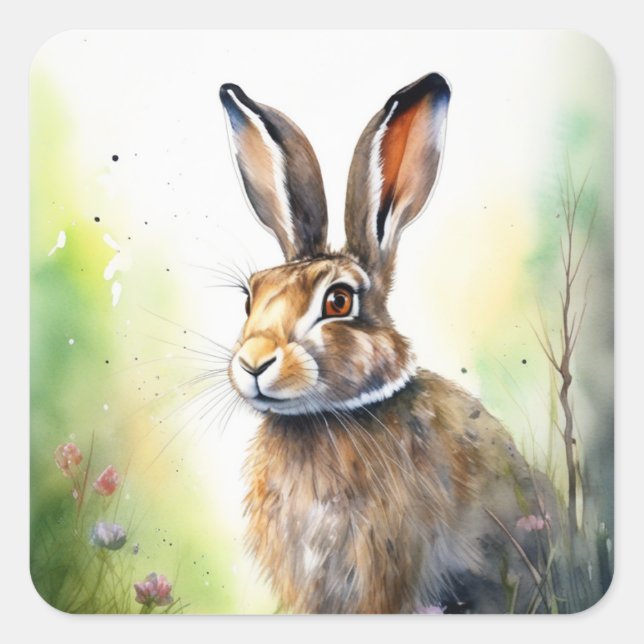 Hare Stickers Fyrkantigt Klistermärke (Framsida)