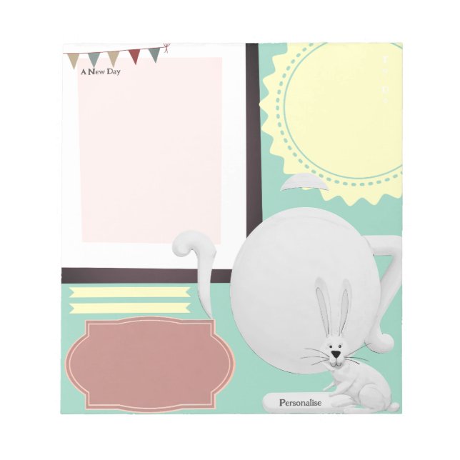 Hare Tea Pot Grönt Journal Anteckningsbok Papper Anteckningsblock (Framsida)