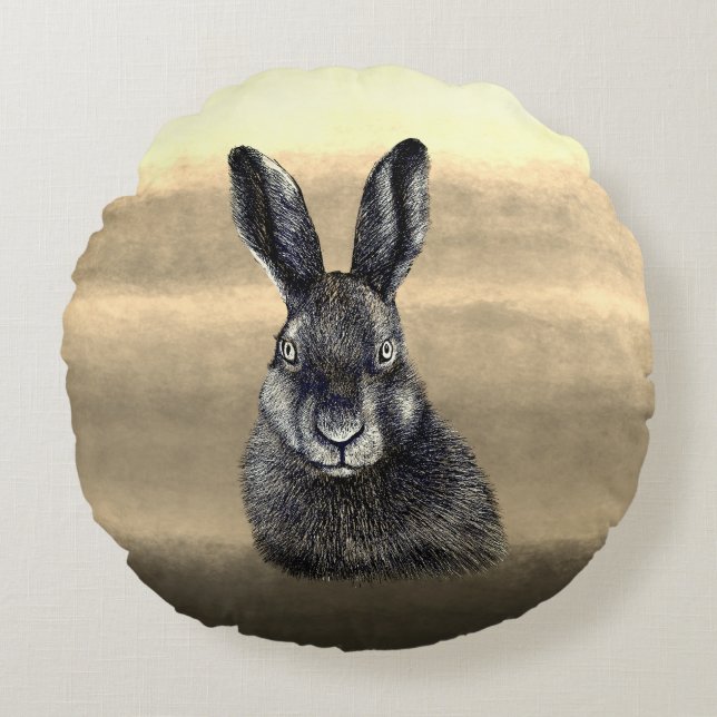Hare teckning dekorativ kudde (Framsidan)