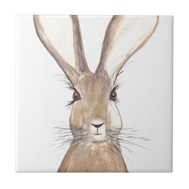 Hare vattenfärgsdjur, rustik Kökkanin Kakelplatta (Framsidan)