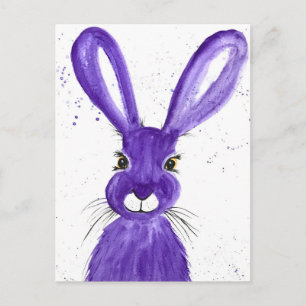 Hare vattenfärgsdjurets söta kaninens Lila Vykort