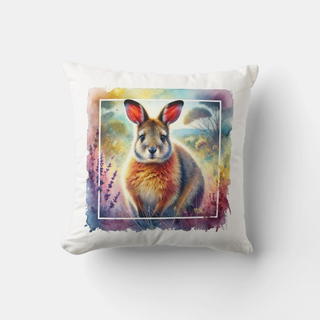 Hare Wallaby 030924AREF125 - Watercolor Kudde (Framsida)