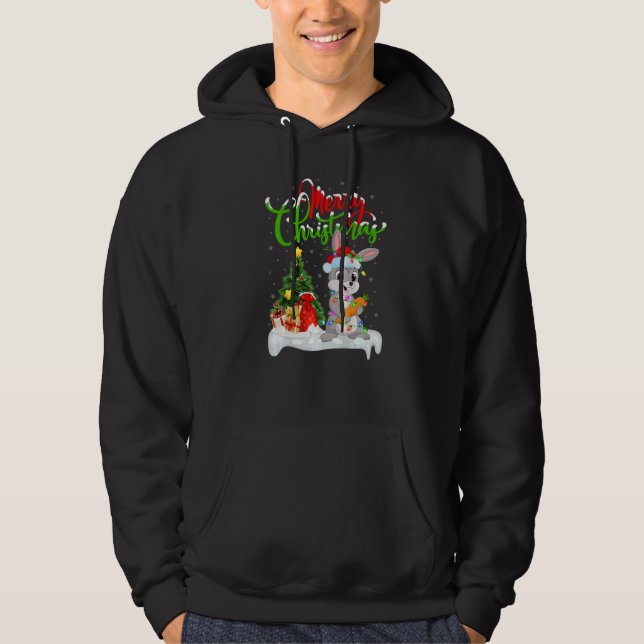 Hare  Xmas Decorations Santa Hare Christmas Hoodie (Framsida)