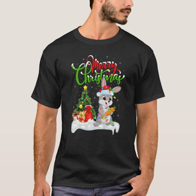 Hare  Xmas Decorations Santa Hare Christmas T Shirt (Framsida)