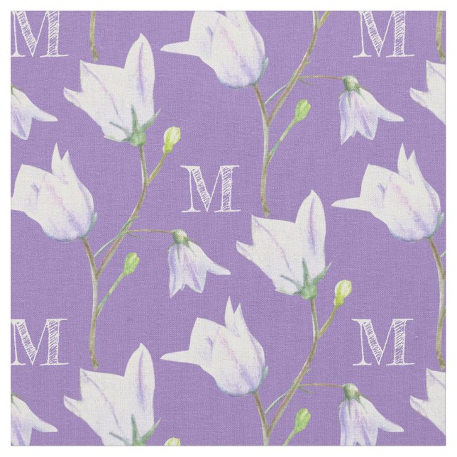 Harebell monogram lila blue-väv tyg (Närbild)