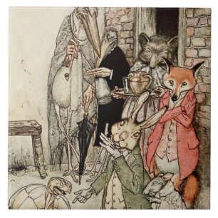 “Haren och sköldpaddan” av Arthur Rackham Kakelplatta