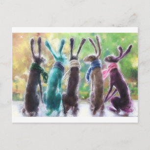 Hares med scarves vykort