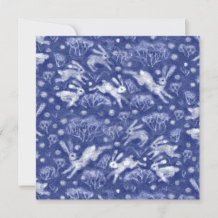 Hares Snö Fält White Rabbits Winter Animal Blue