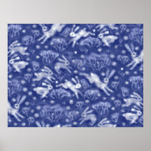 Hares Snö Fält White Rabbits Winter Animal Blue