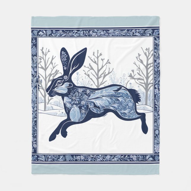 Hares Winter's Whimsical Wandering Fleecefilt (Framsidan)