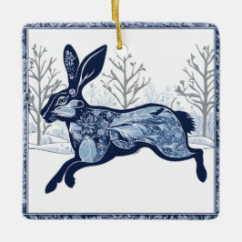Hares Winter's Whimsical Wandering Julgransprydnad Keramik