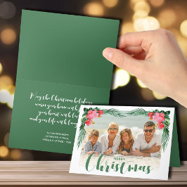 Hårfärgsfoto för tropisk Blommigt Julfoto Helgkort