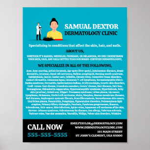 Hårförlust, dermatolog, dermatologi Clinic Poster