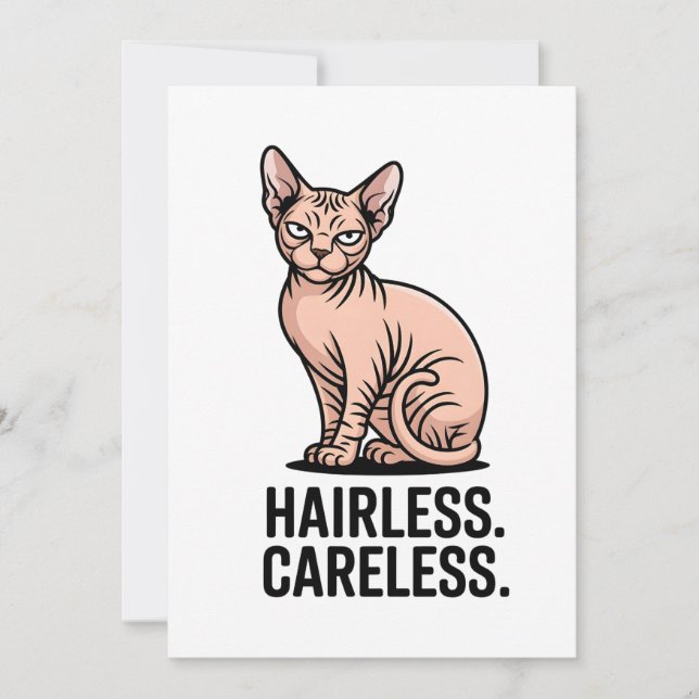 Hårfri Sorglös Sphynx Katt Attityd Konst Julkort (Framsida)