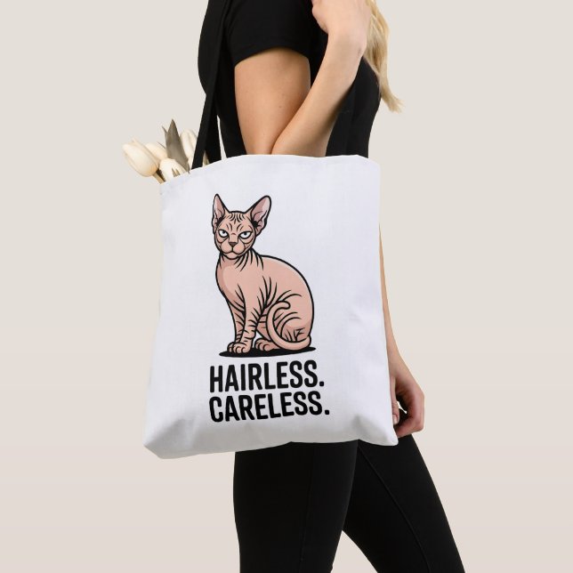 Hårfri Sorglös Sphynx Katt Attityd Konst Tygkasse (Närbild)