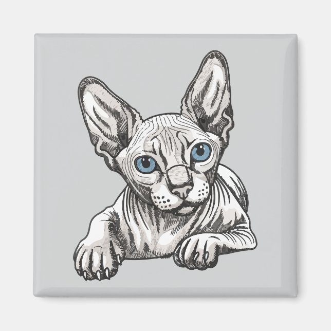 Hårfri Sphynx Katt  Magnet (Framsidan)