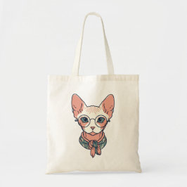 Hårfri Sphynx-katt som bär glasögon Tygkasse
