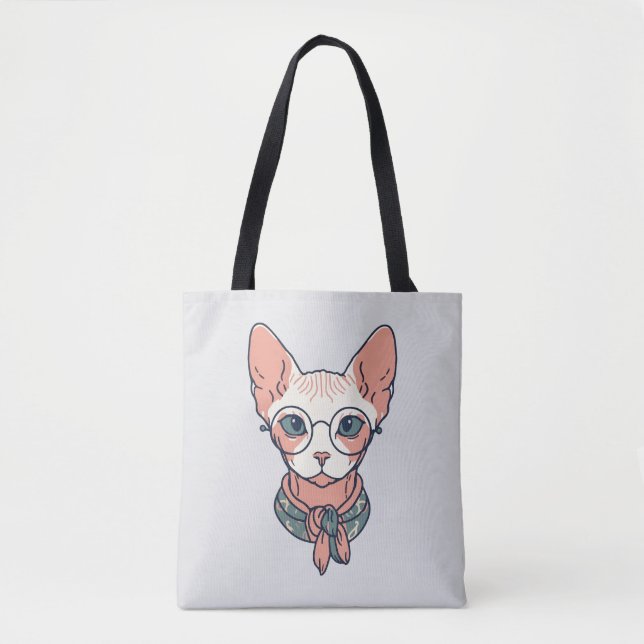 Hårfri Sphynx-katt som bär glasögon Tygkasse (Framsida)