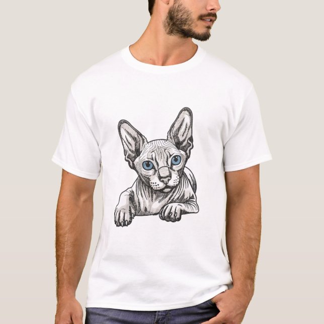 Hårfri Sphynx Katt  T Shirt (Framsida)