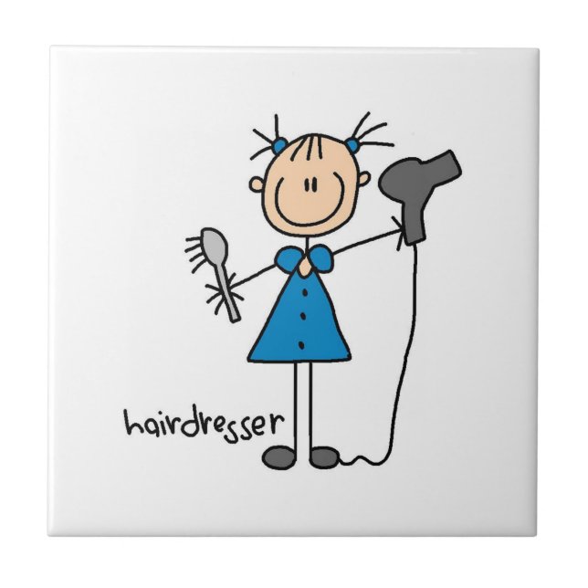 Hårfrisör Stickfigur Kakelplatta (Framsidan)