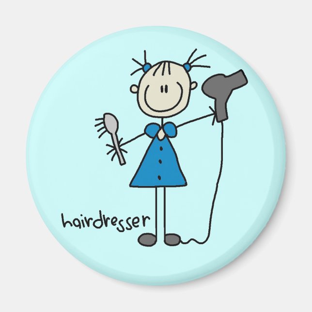 Hårfrisör Stickfigur Magnet (Framsidan)