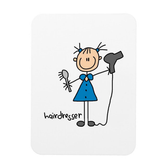 Hårfrisör Stickfigur Magnet (Vertikal)