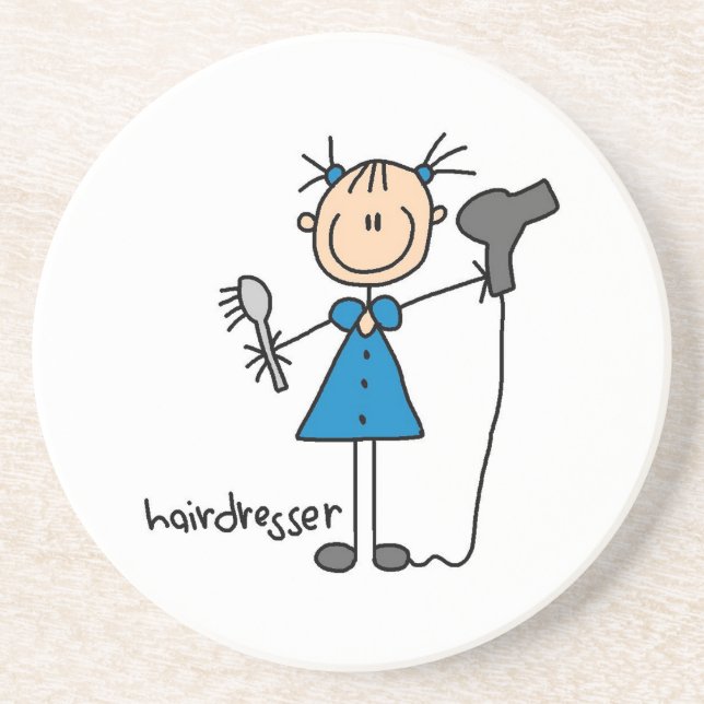 Hårfrisör Stickfigur Underlägg Sandsten (Framsidan)