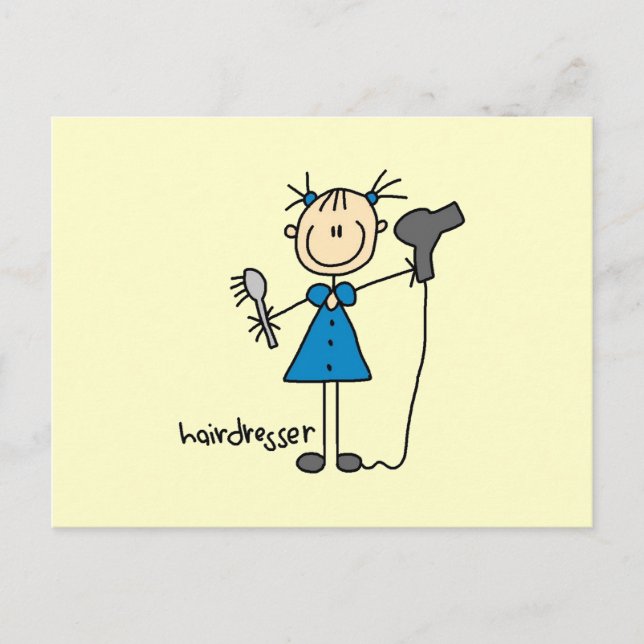Hårfrisör Stickfigur Vykort (Framsida)