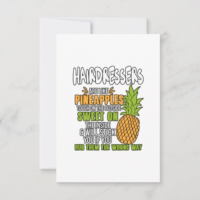Hårfrisörer är som ananas. tack kort (Framsida)